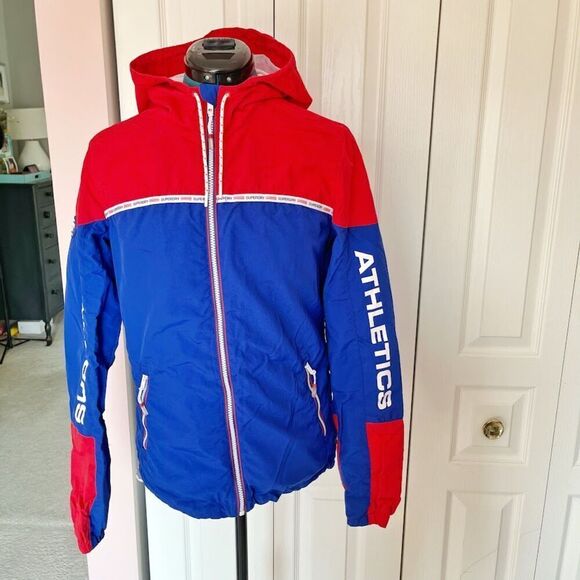 Superdry G50004LQ Cagoule Athletics Colorblock Zip Windbreaker Hoodie Jacket - Picture 1 of 14